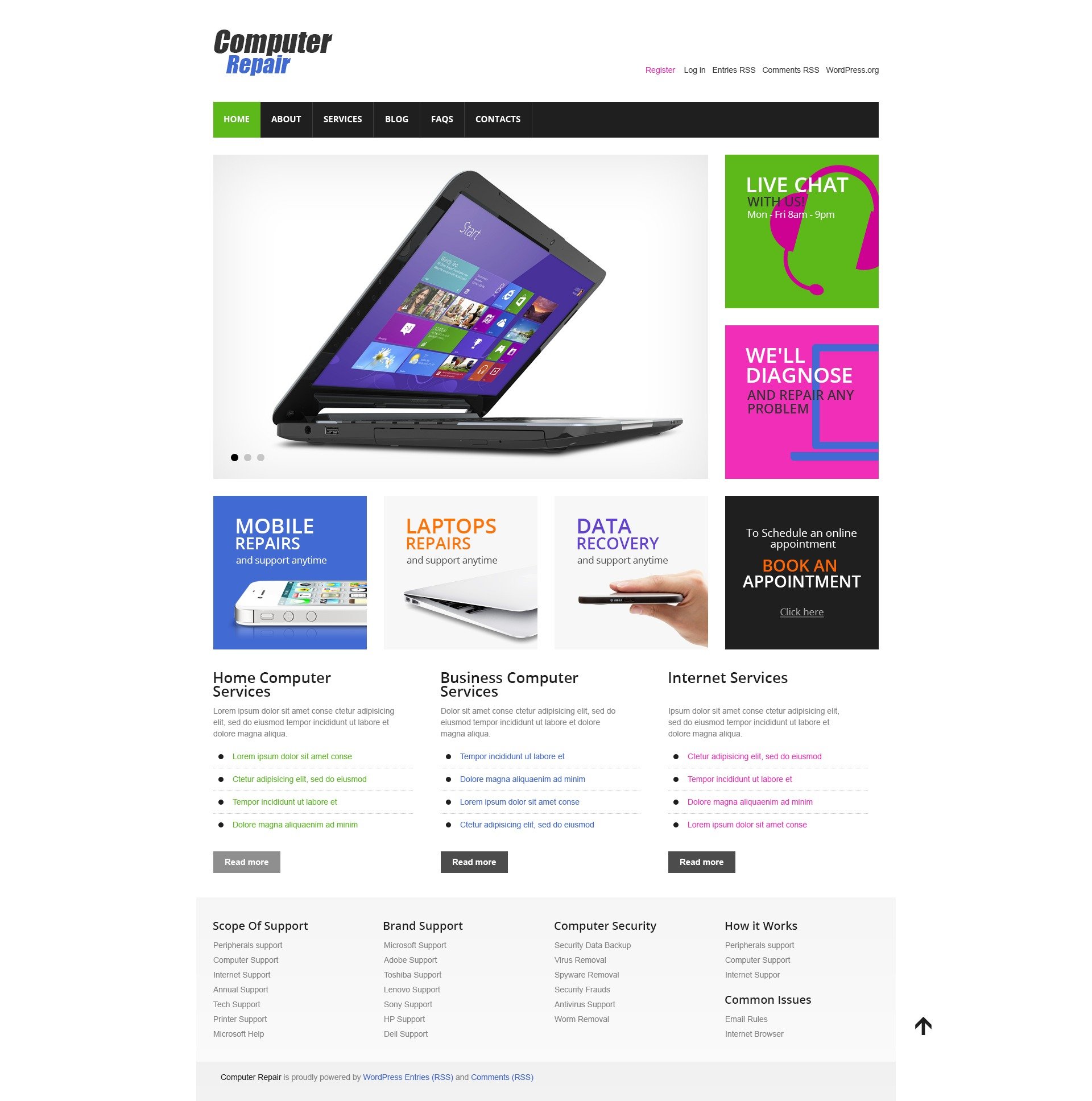 Reszponzív Cherry Computer Repair WordPress sablon 43749