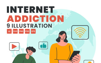 9 Internet Addiction Illustration