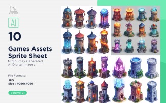 Games Assets Sprite Sheet on White Background Set 21