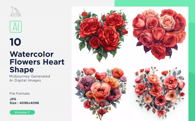 Flowers Heart Shape Celebrating Love 07 Illustration