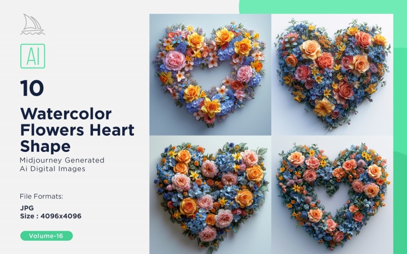 Flowers Heart Shape Celebrating Love 16 Illustration