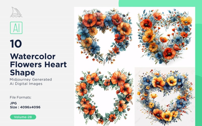 Flowers Heart Shape Celebrating Love 28 Illustration