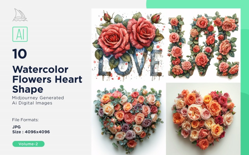 Flowers Heart Shape Love Blossoms 02 Illustration