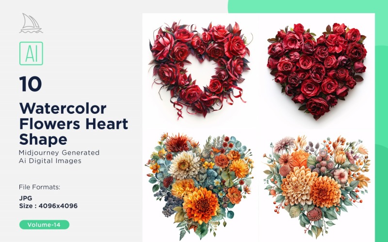 Flowers Heart Shape Love Blossoms 14 Illustration