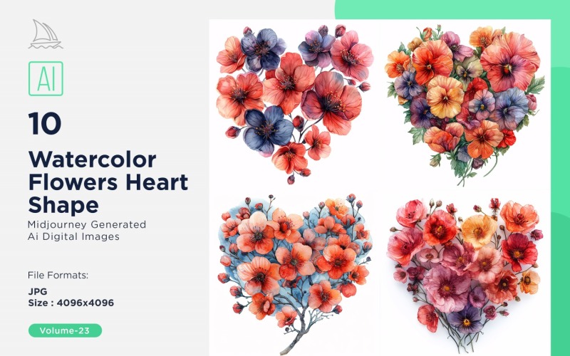 Flowers Heart Shape Love Blossoms 23 Illustration