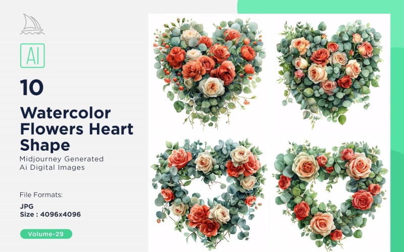 Flowers Heart Shape Love Blossoms 29 Illustration