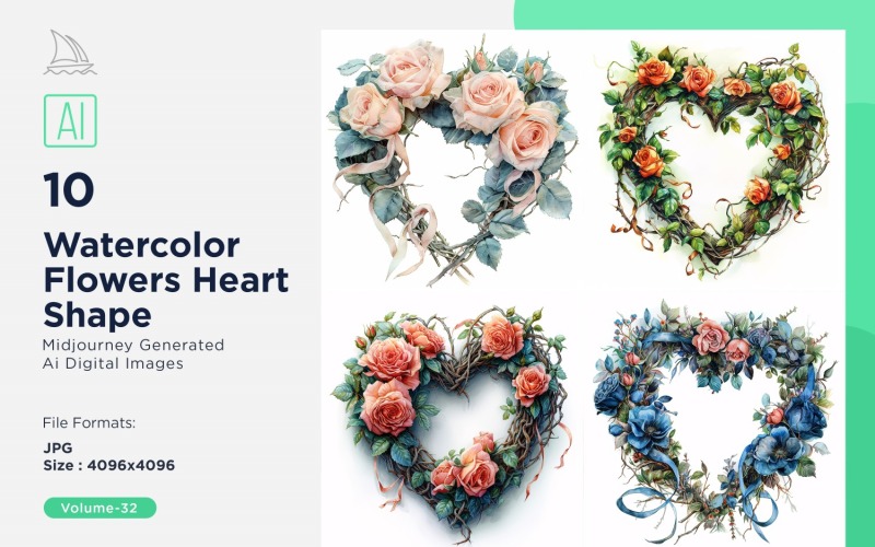 Flowers Heart Shape Love Blossoms 32 Illustration