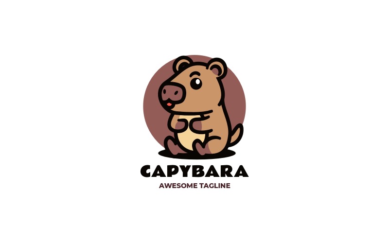 Capybara Mascot Cartoon Logo Logo Template