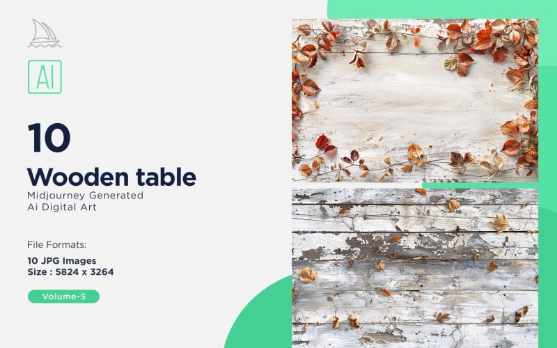 Flatlay Wooden Table 10 Set 05 Illustration