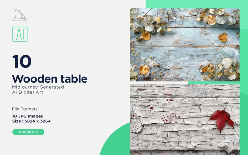 Flatlay Wooden Table 10 Set 06 Illustration