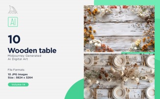 Flatlay Wooden Table 10 Set 14