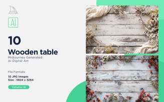 Flatlay Wooden Table 10 Set 15