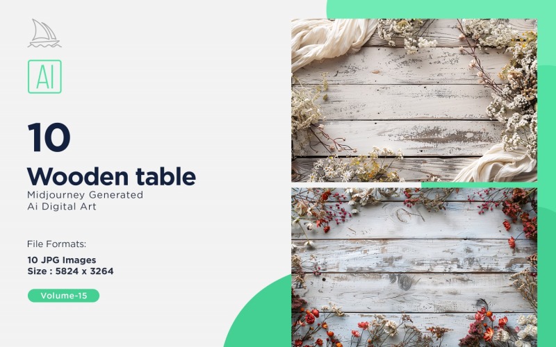 Flatlay Wooden Table 10 Set 15 Illustration