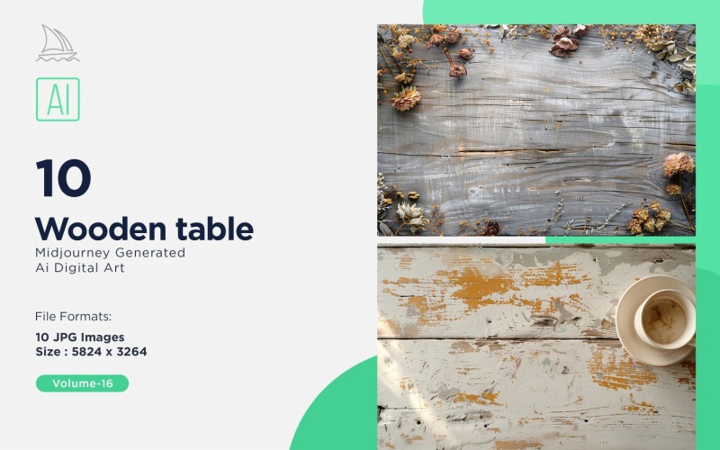 Flatlay Wooden Table 10 Set 16 Illustration