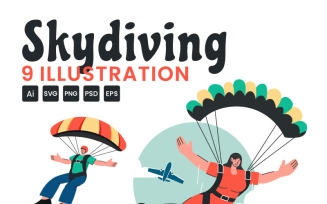 9 Skydiving Sport Illustration