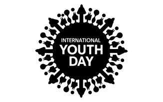 international youth day silhouette vector art illustration with white background