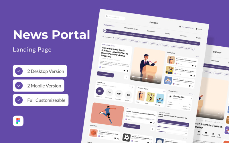 Oscorp - News Portal Landing Page UI Element