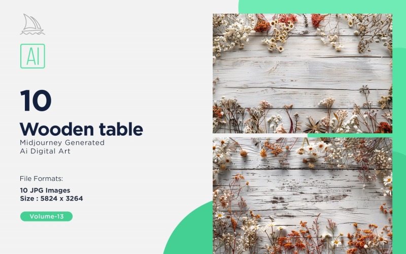 Flatlay Wooden Table 10 Set 13 Illustration