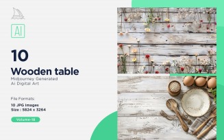 Flatlay Wooden Table 10 Set 18