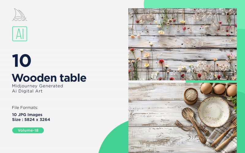 Flatlay Wooden Table 10 Set 18 Illustration