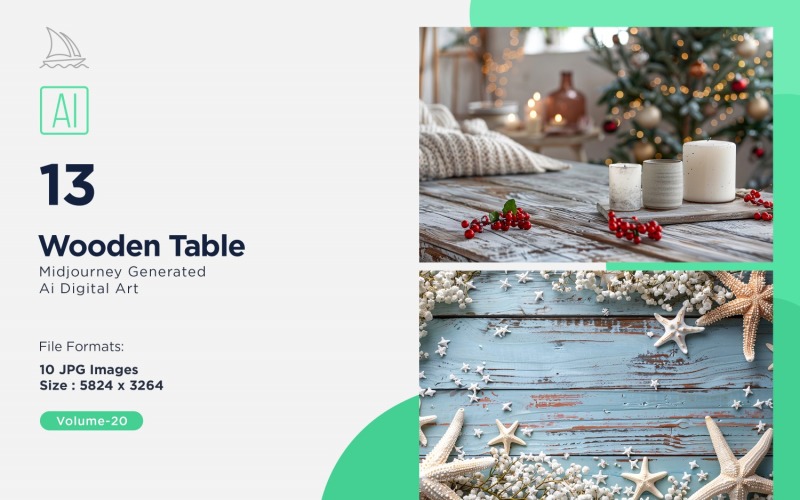 Flatlay Wooden Table 13 Set 20 Illustration