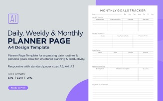 Generic Monthly Goal Tracker Planning Pages Planner Template 04