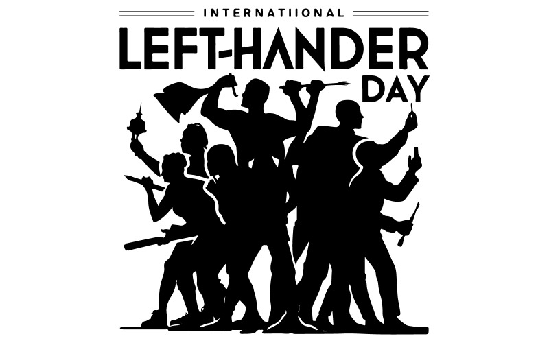 international lefthander day silhouette vector art Illustration