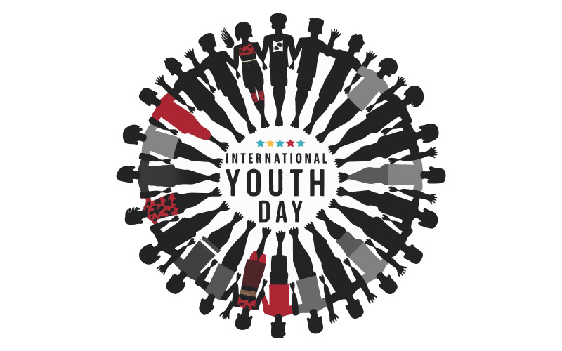 international youth day silhouette vector art illustration Illustration