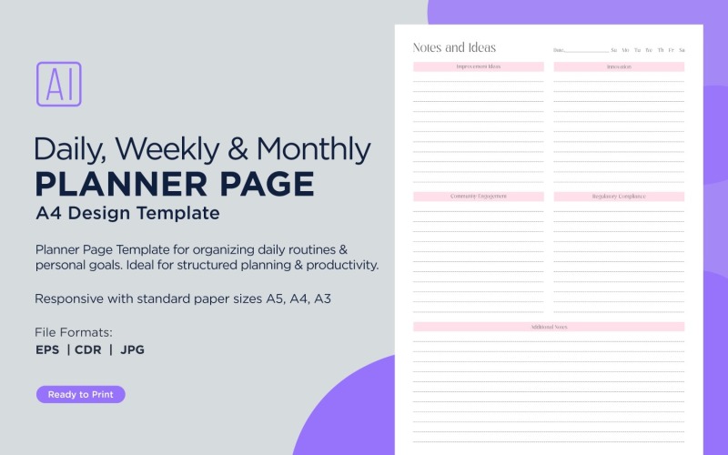 Generic Notes and Ideas Planning Pages Planner Template 45.