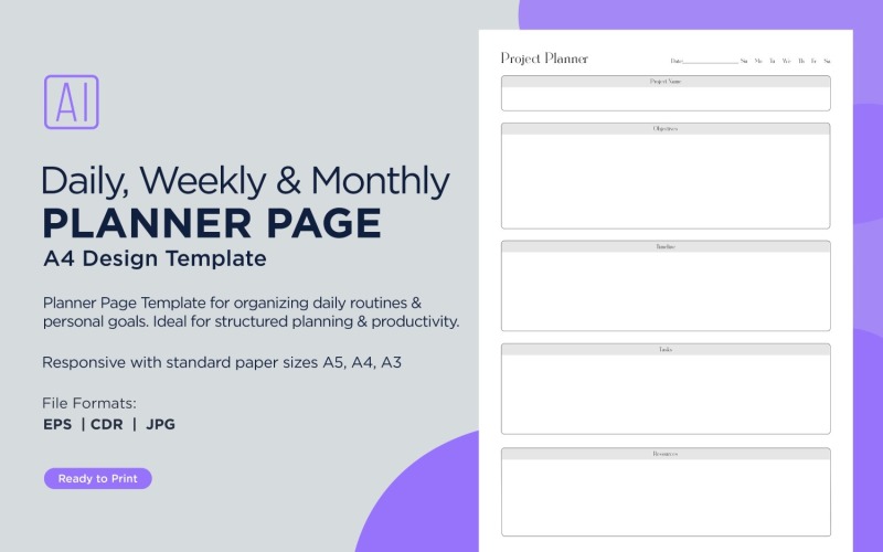 Generic Project Planner Planning Pages Template 74