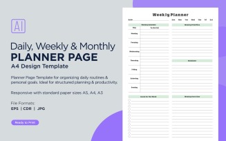 Generic Weekly Planner Planning Pages Planner Template 67