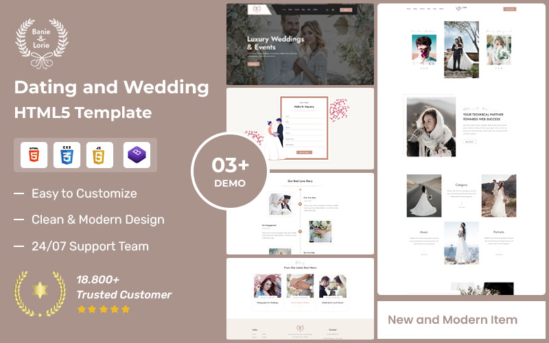 BanieLorie – Dating and Wedding Photography Bootstrap HTML5 Website Template