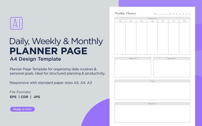 Generic Monthly Planner Planning Pages Planner Template 73.