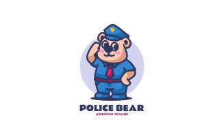 Bear Police Mascot Cartoon Logo 1