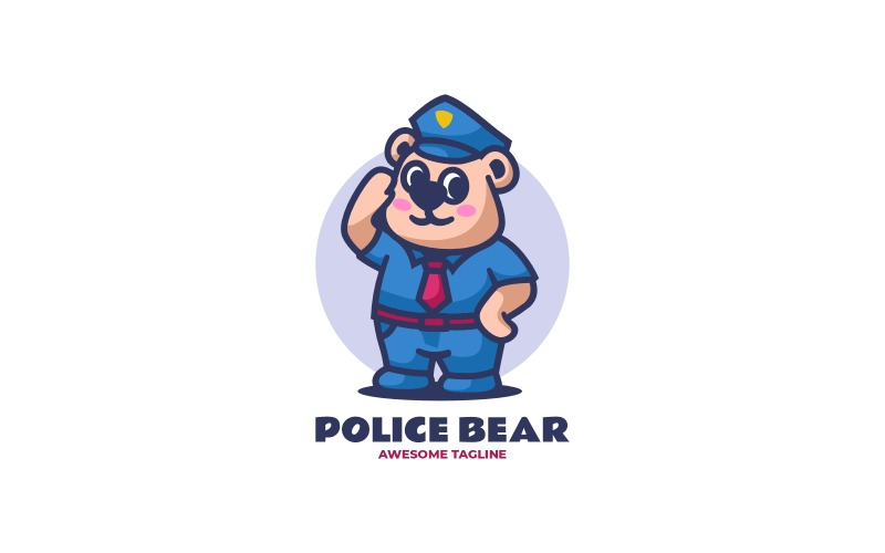 Bear Police Mascot Cartoon Logo 1 Logo Template