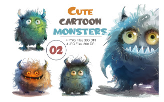 Cute cartoon monster 02. TShirt Sticker.