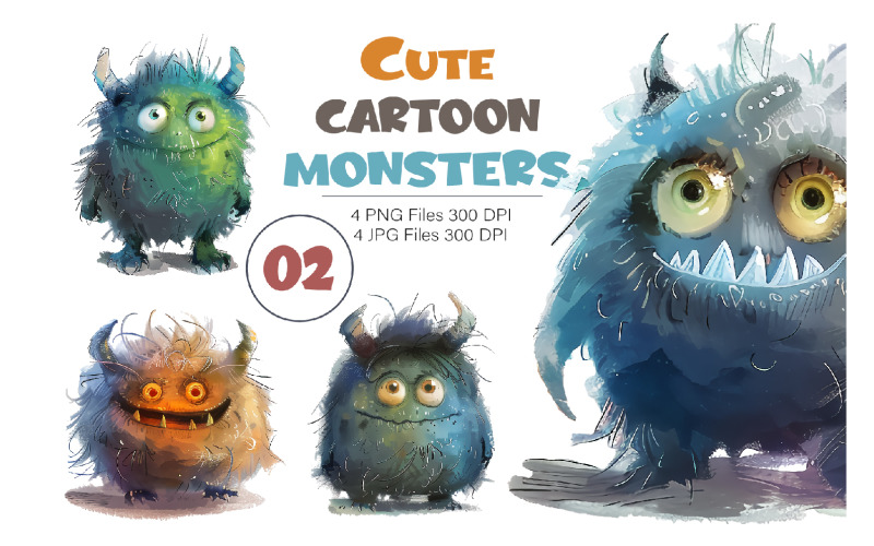 Cute cartoon monster 02. TShirt Sticker. Illustration