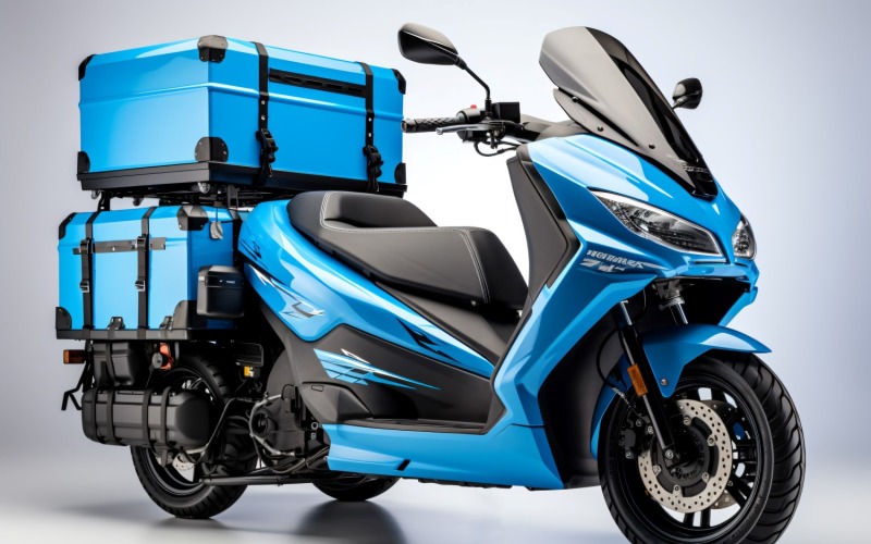 Light Blue Color Delivery bike Scooter 84 Illustration