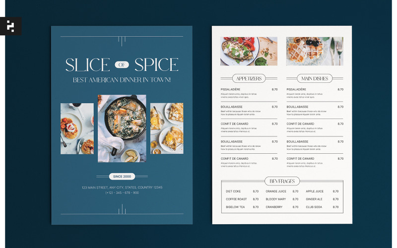American Dinner Restaurant Menu Corporate Identity