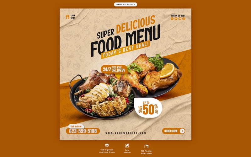Delicious Food Menu Facebook Template Social Media