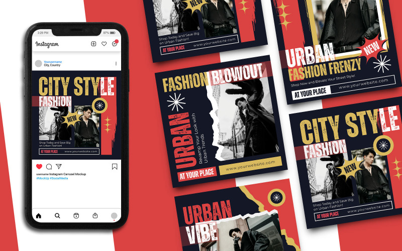 Fashion Grunge Instagram Post Template Social Media