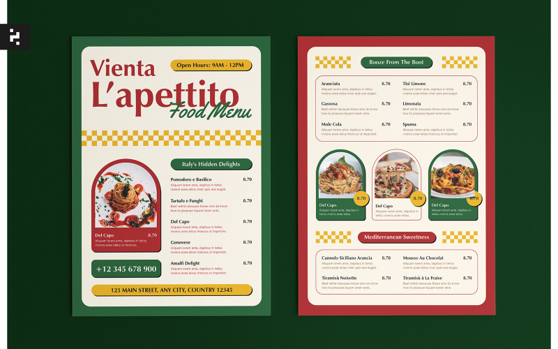 Retro Italian Trattoria Menu Corporate Identity