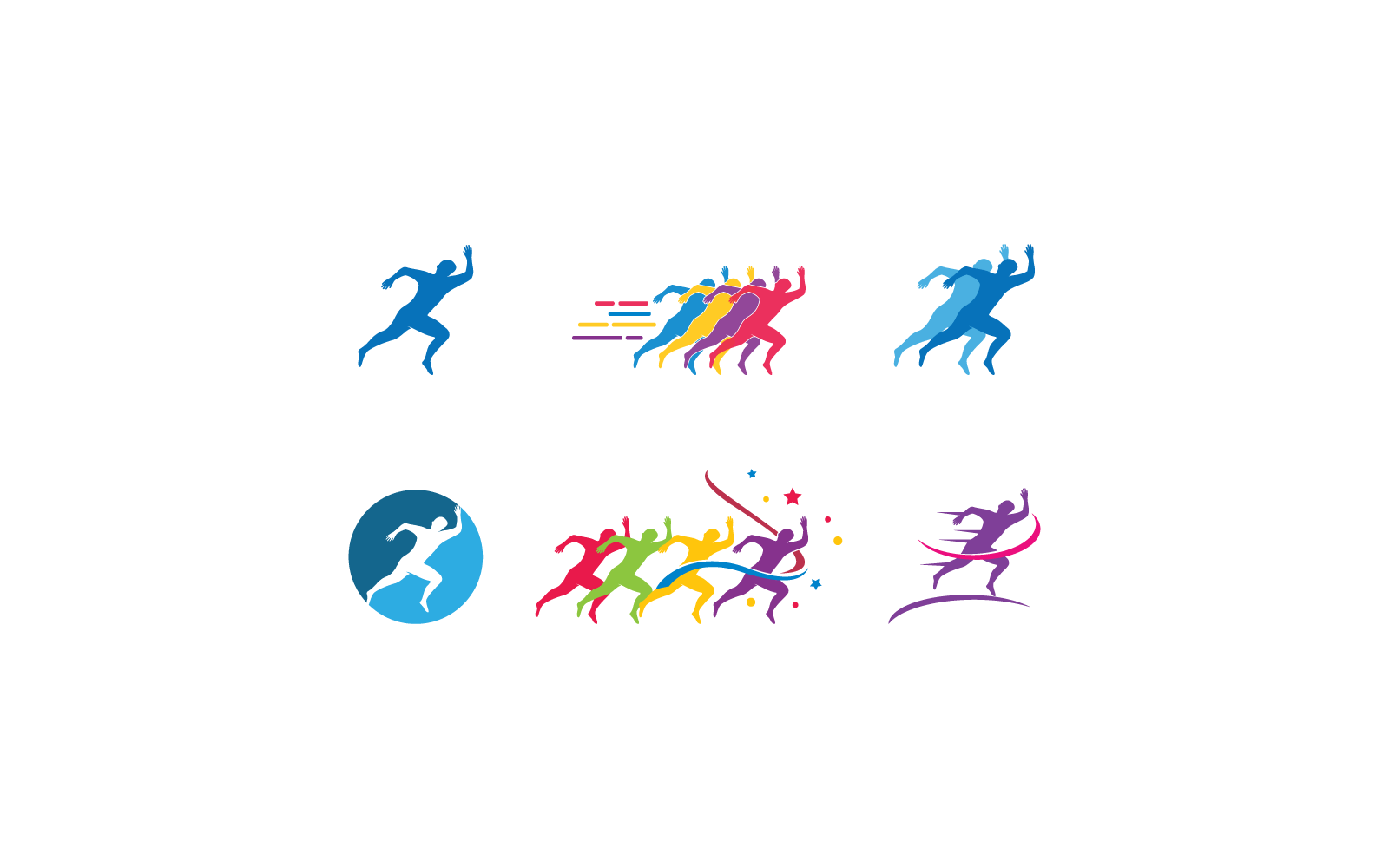 Running people flat design illustration vector template