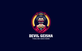 Devil Geisha Mascot Cartoon Logo