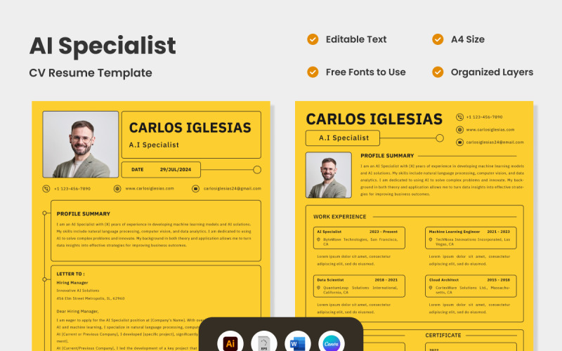 CV Resume AI Specialist V1 Resume Template