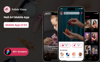 Polish Vixen - Nail Art Mobile App Figma Template