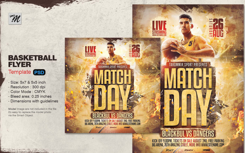 Basketball Match Day Flyer Template Corporate Identity