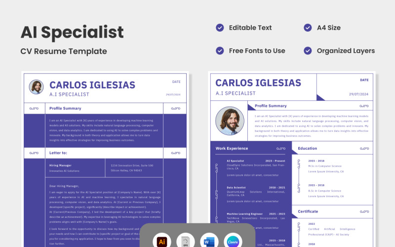 CV Resume AI Specialist V2 Resume Template