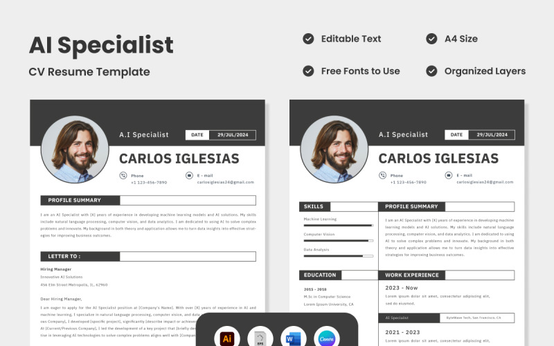 CV Resume AI Specialist V3 Resume Template