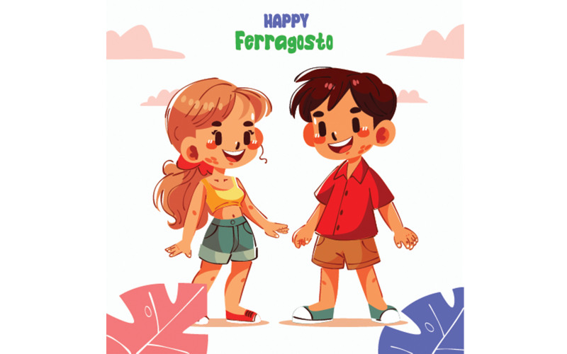 Italian Ferragosto Festival Celebration Illustration